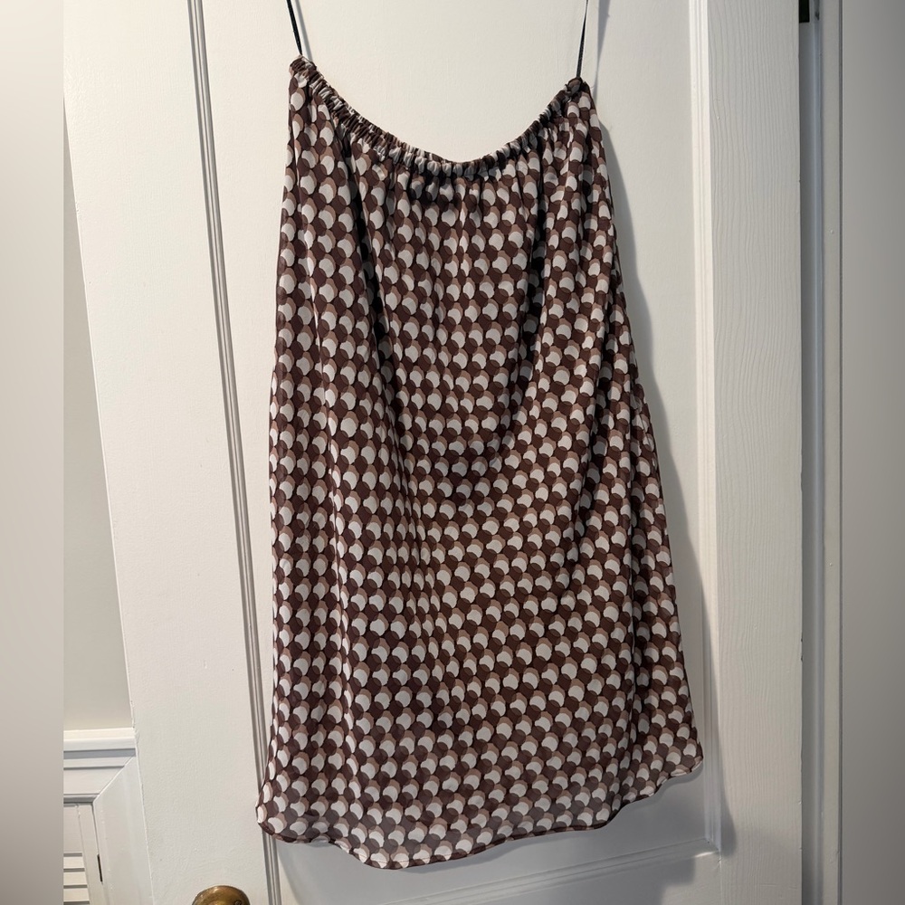 Vintage Karin Stevens - Brown and White Patterned Women's Skirt - size 12